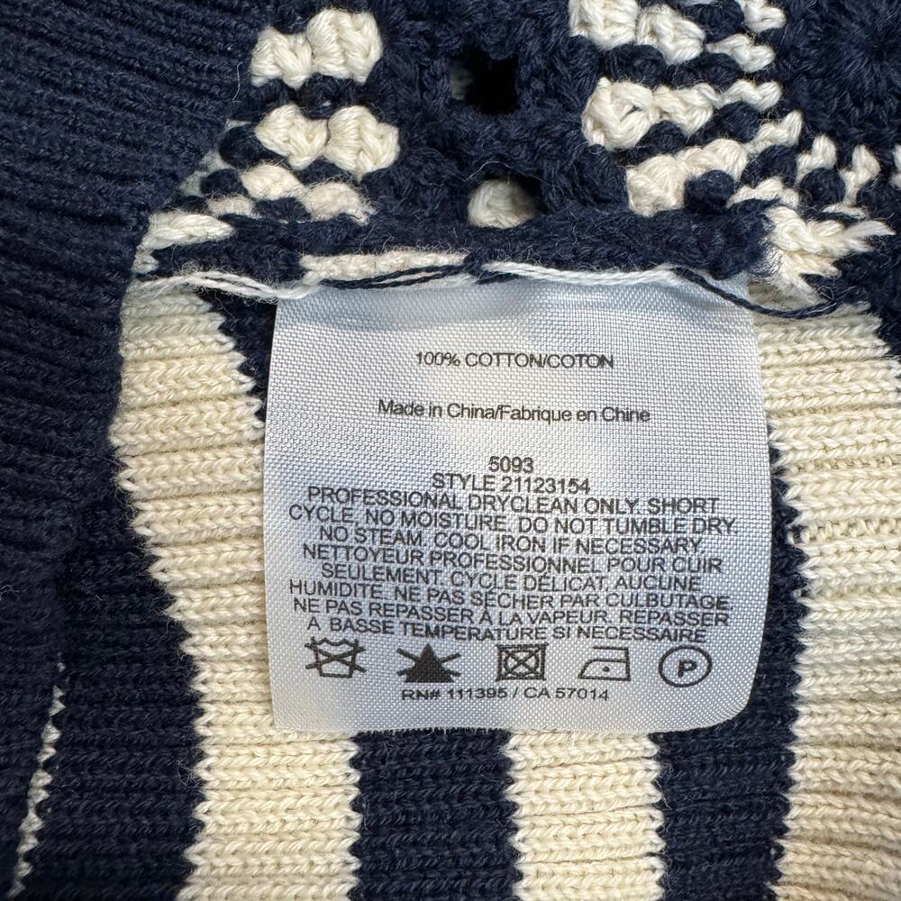 Tory Burch Elaine Cardigan NWT Small Navy Crochet Stripe Zip Sweater Size S - Picture 9 of 10